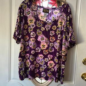 Bob Mackie Floral Print Blouse, Size 1X